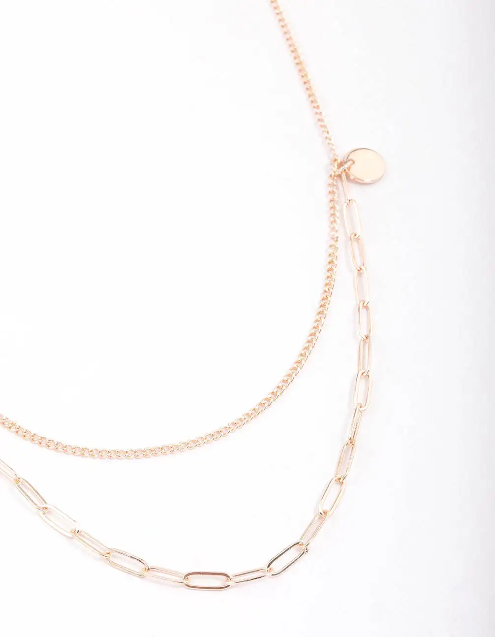 Rose Gold Curb & Cable Layered Necklace