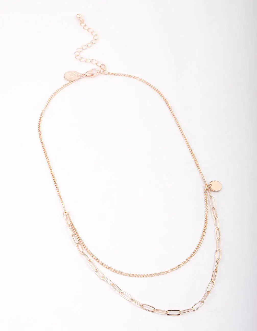 Rose Gold Curb & Cable Layered Necklace