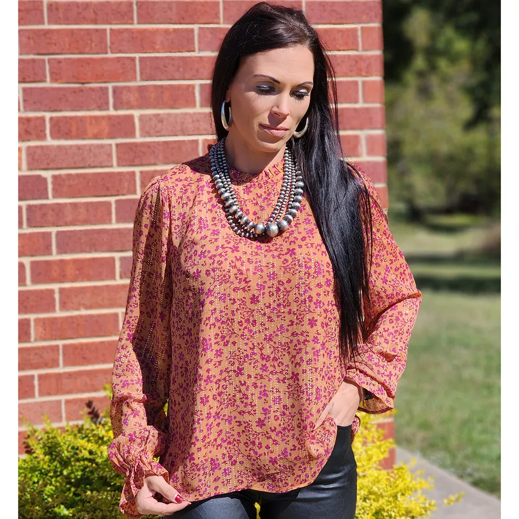 Rust & Plum Floral Blouse