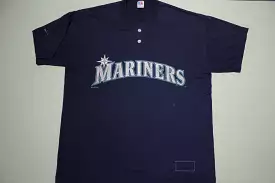 Seattle Mariners 1996 Vintage 90's Henley Button Up Baseball Spellout T-Shirt