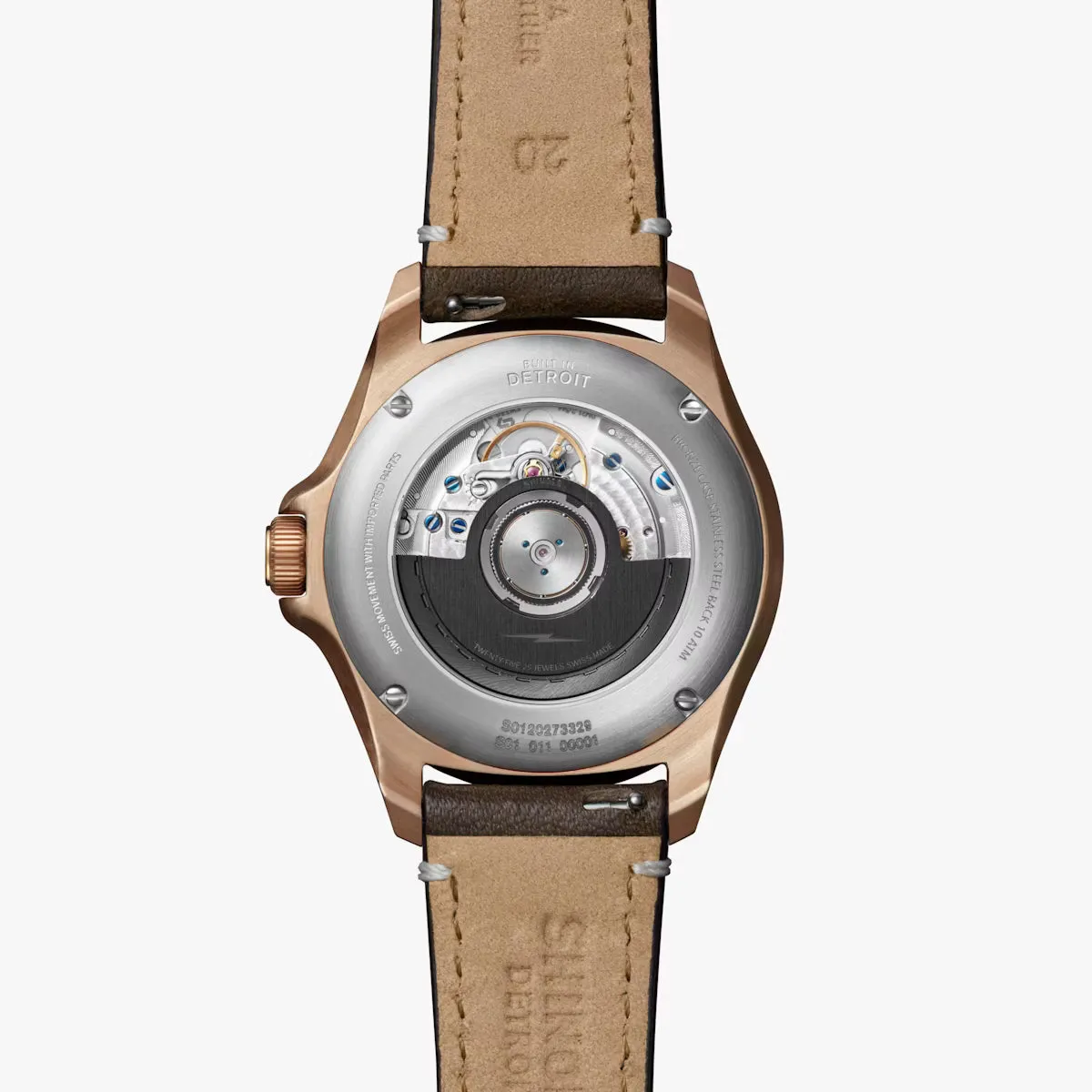 Shinola 40MM Bronze Monster GMT Set Automatic Brown Dial Extra NATO Strap Watch S0120273328