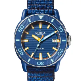 Shinola The Sea Creatures 40MM Detrola Sea Blue Dial and Strap Watch