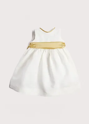 Sleeveless Ivory Flower Girl Dress with Green Silk Sash (12mths-10yrs)