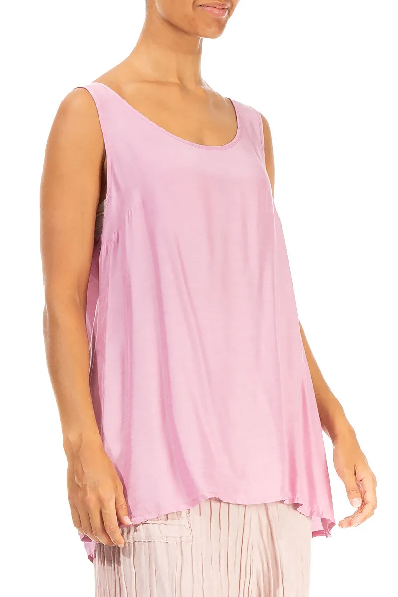 Sleeveless Pink Silk Bamboo Blouse