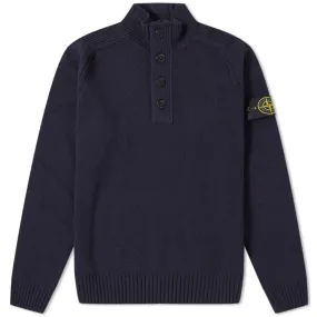 Stone Island Half Zip & Button KnitNavy Blue