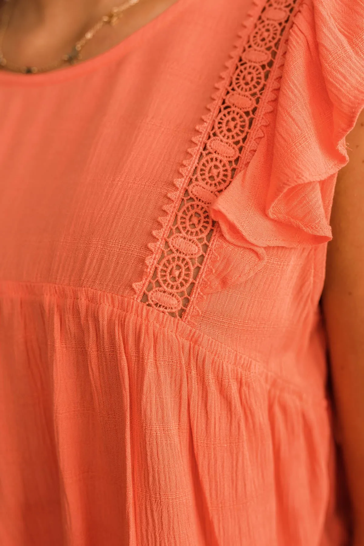 Tranquil Days Sleeveless Blouse- Coral