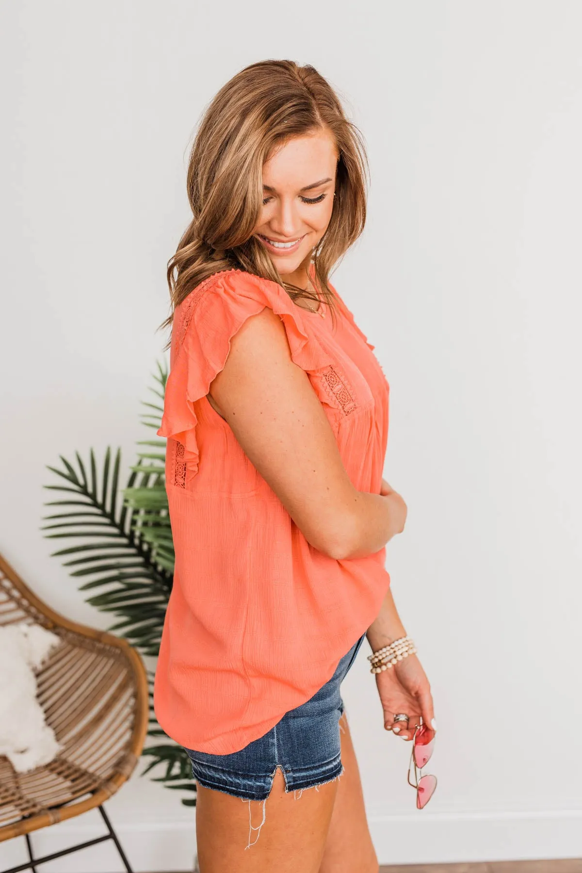 Tranquil Days Sleeveless Blouse- Coral