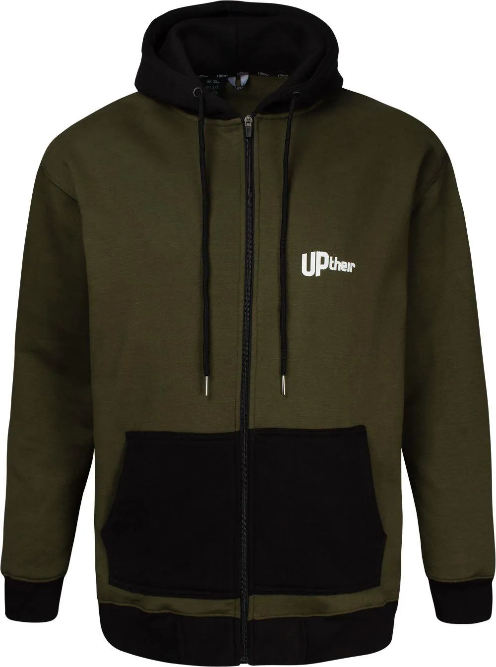 Uptheir Nail Cut & Sew Zip Hoody - Khaki Black