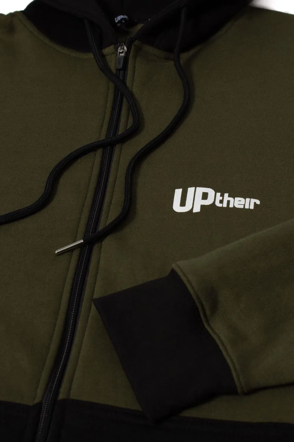 Uptheir Nail Cut & Sew Zip Hoody - Khaki Black