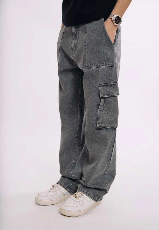 Utility Pocket Cargo Jeans - Dark Grey