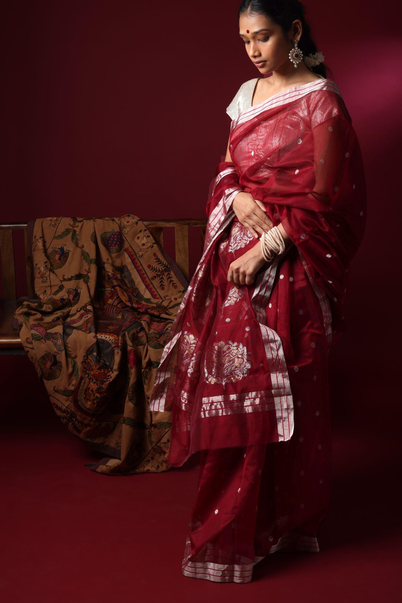 Utsav- Ruby silk cotton Chanderi saree