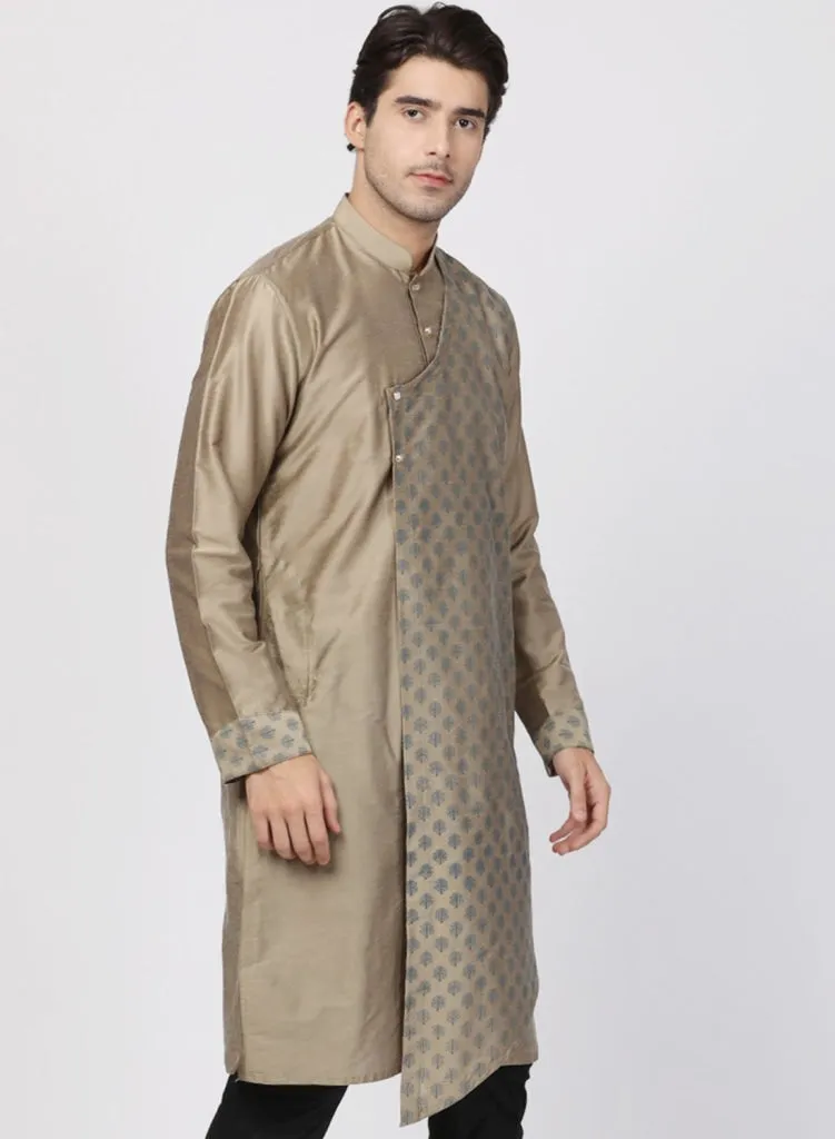 VASTRAMAY Men's Copper-toned Cotton Silk Blend Kurta