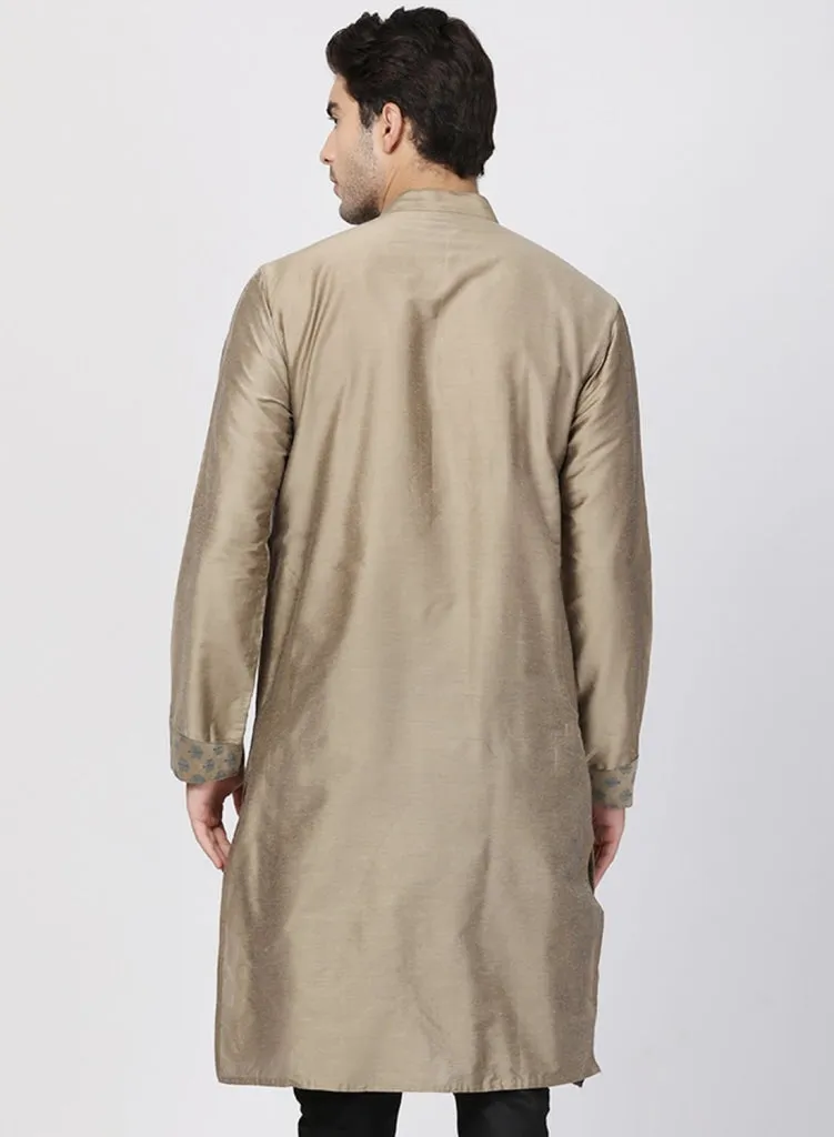 VASTRAMAY Men's Copper-toned Cotton Silk Blend Kurta