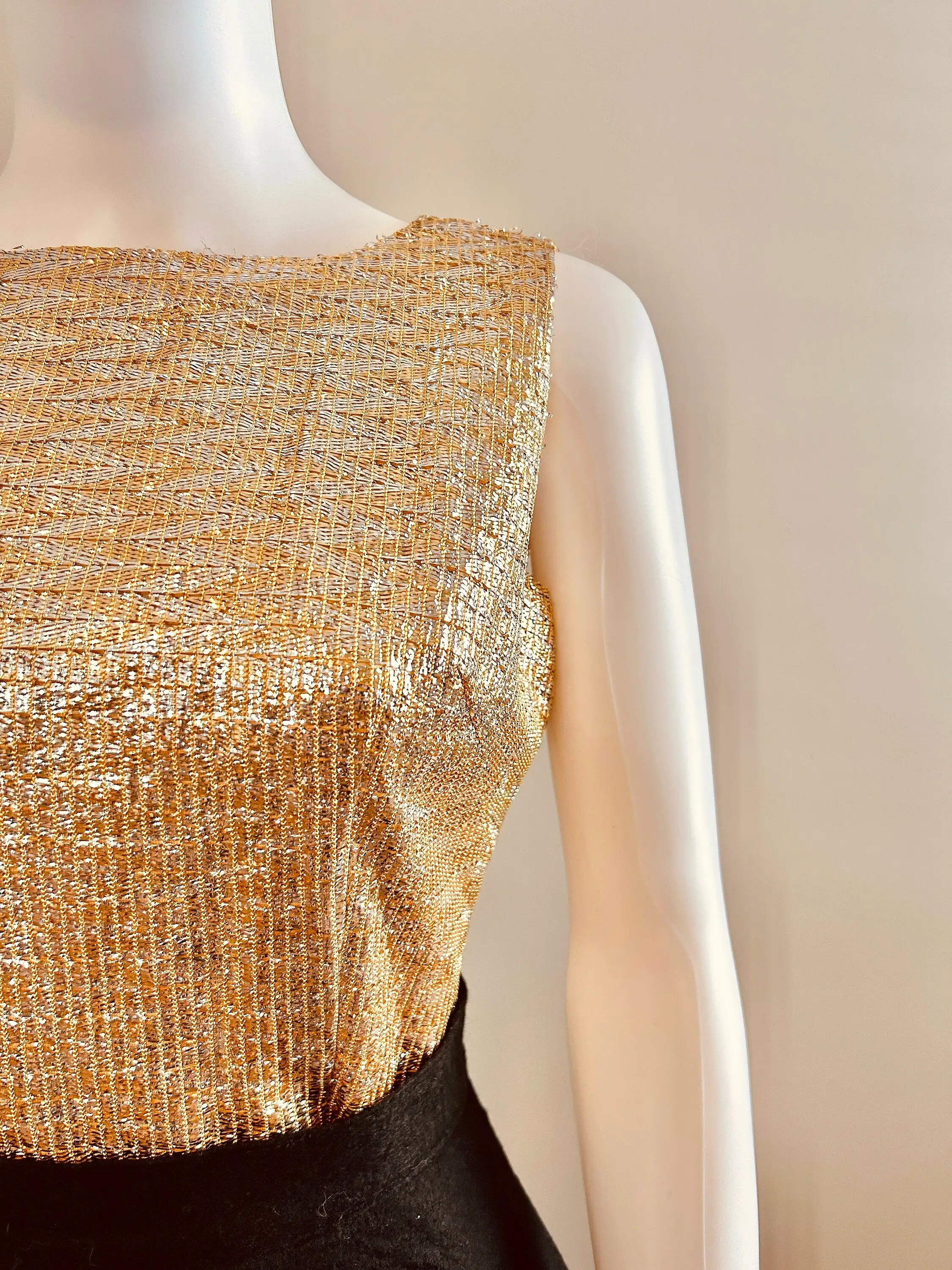 Vintage 1960s Gold Lame Sleeveless Top / 60sRetro