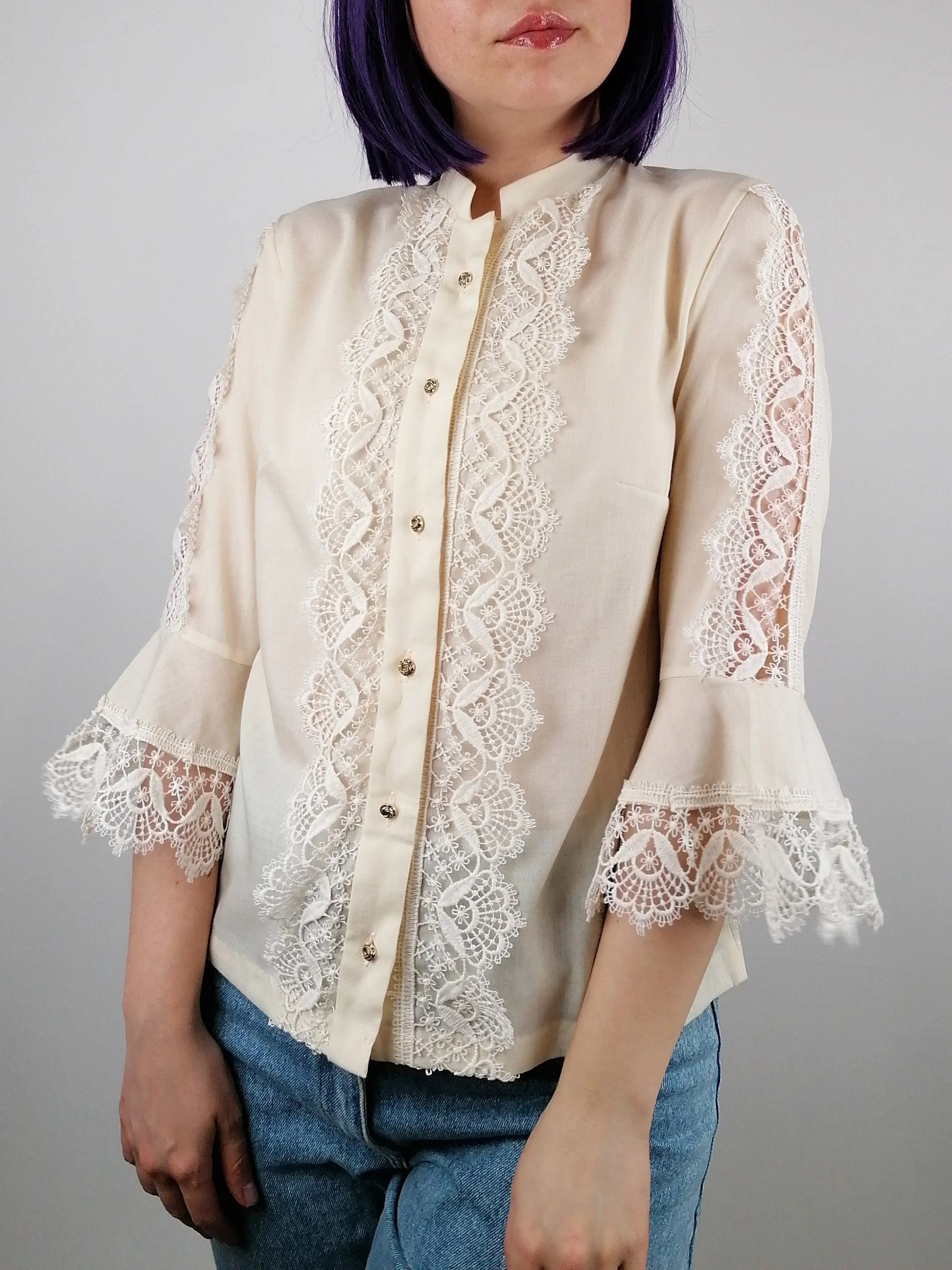 Vintage 70's ANGELIKA Romantic Blouse ~ size S-M