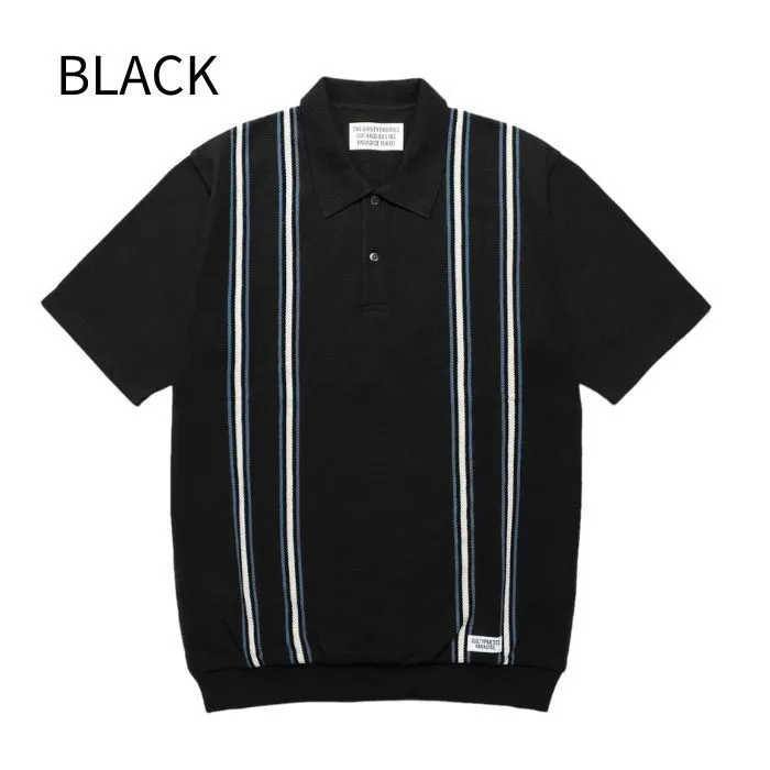 WACKO MARIA  |Stripes Silk Street Style Cotton Short Sleeves Logo Polos