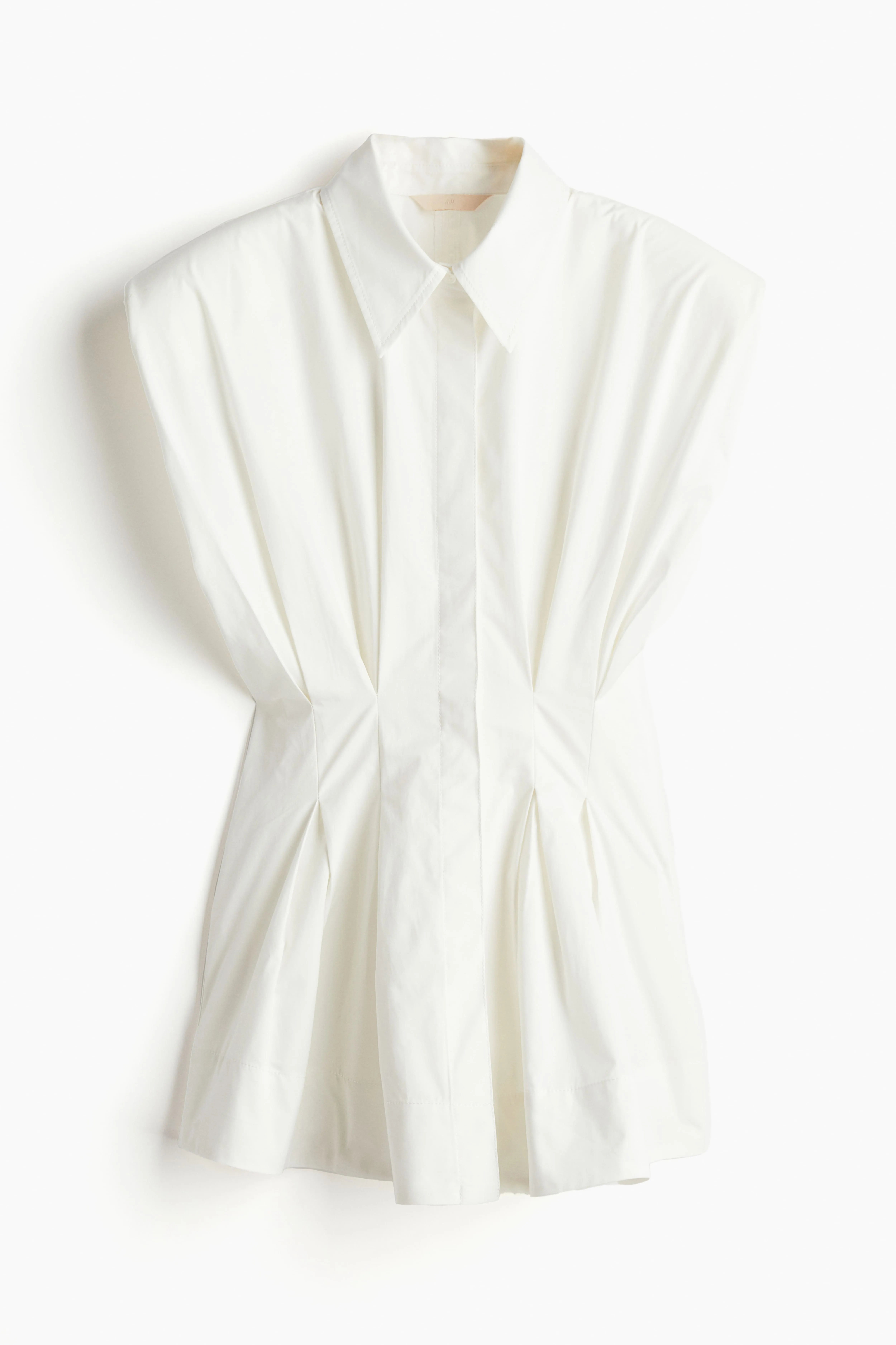 Waisted cotton blouse - Sleeveless - Regular length - White - Ladies | H&M GB