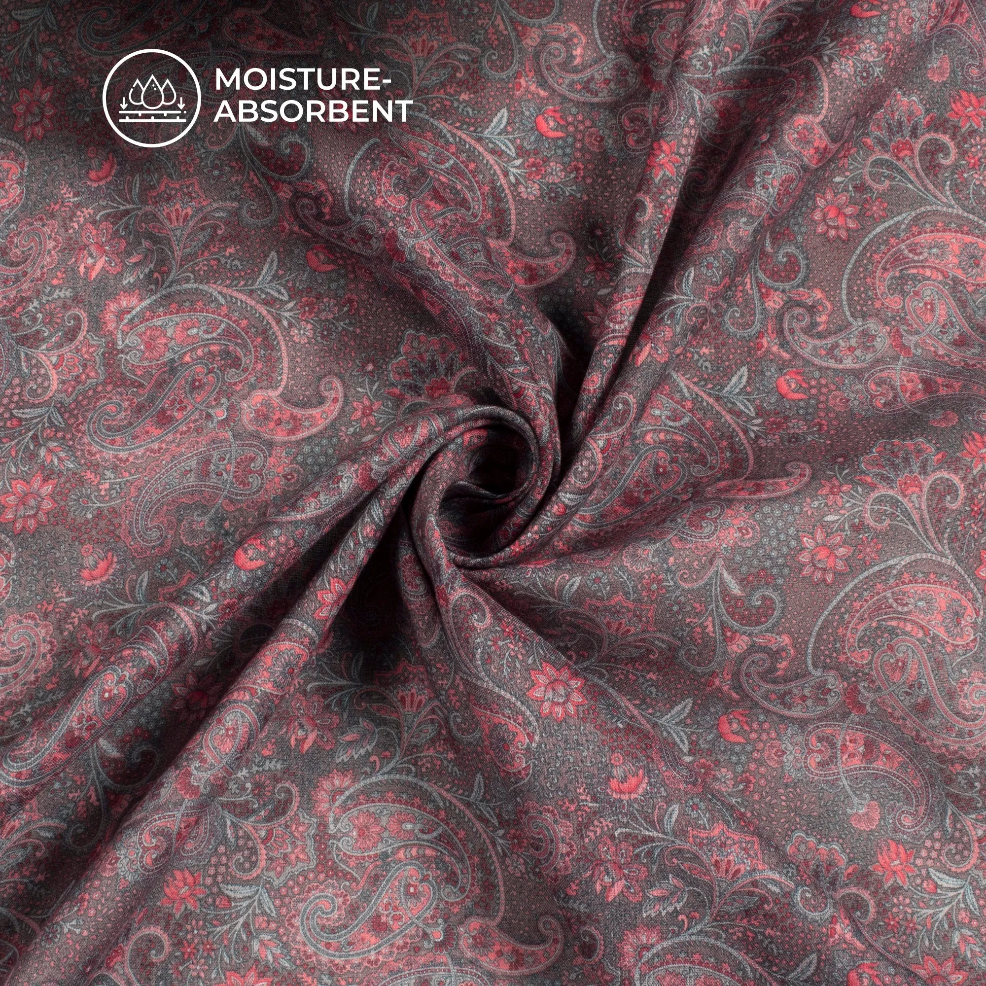 Whispering Silk: Paisley Digital Print Pure Cotton Mulmul Fabric