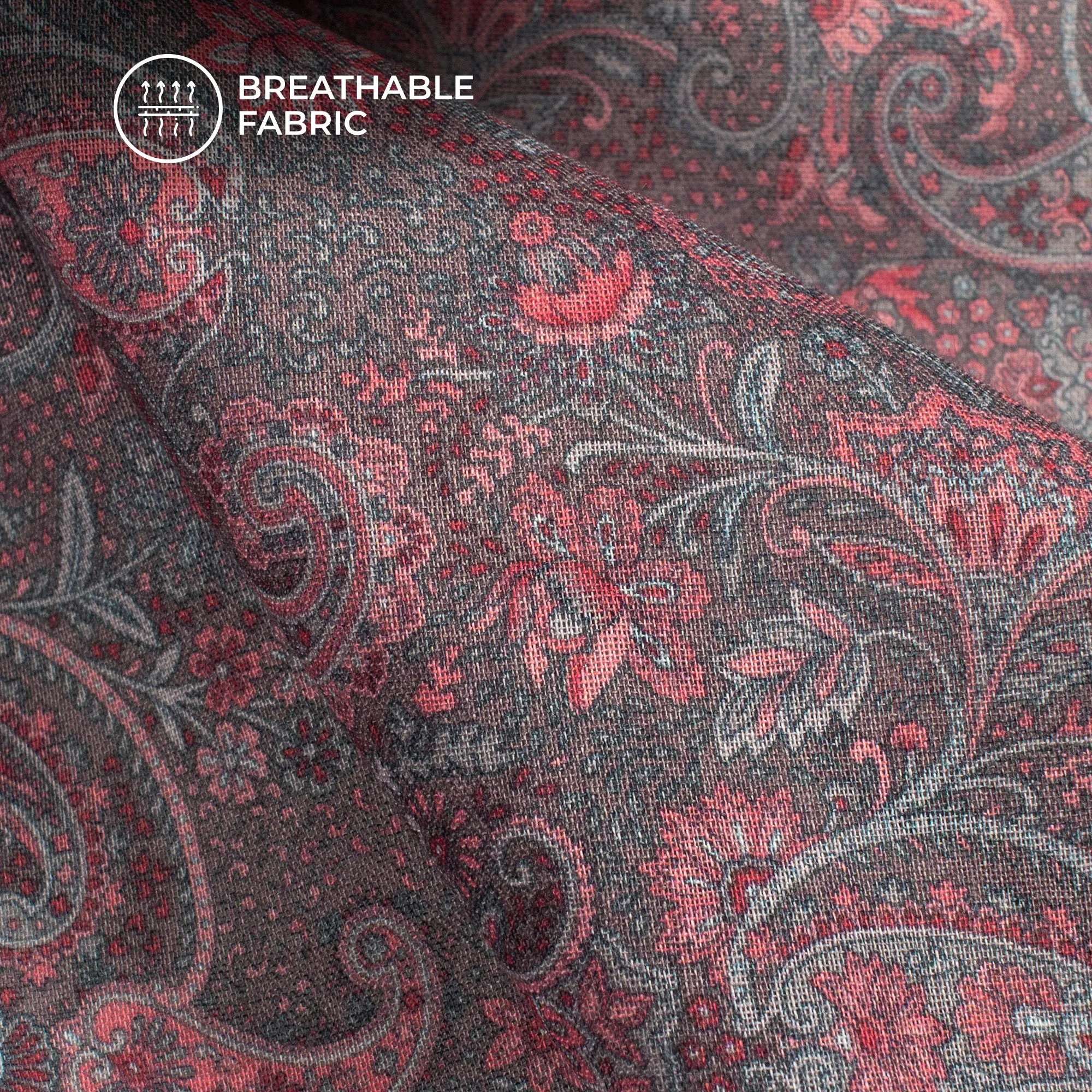 Whispering Silk: Paisley Digital Print Pure Cotton Mulmul Fabric