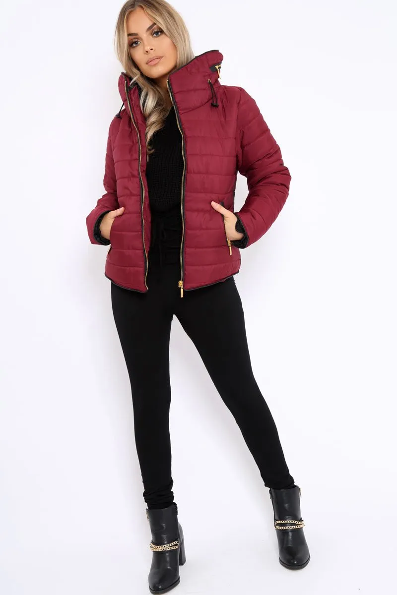 Wine Padded Coat - Zara