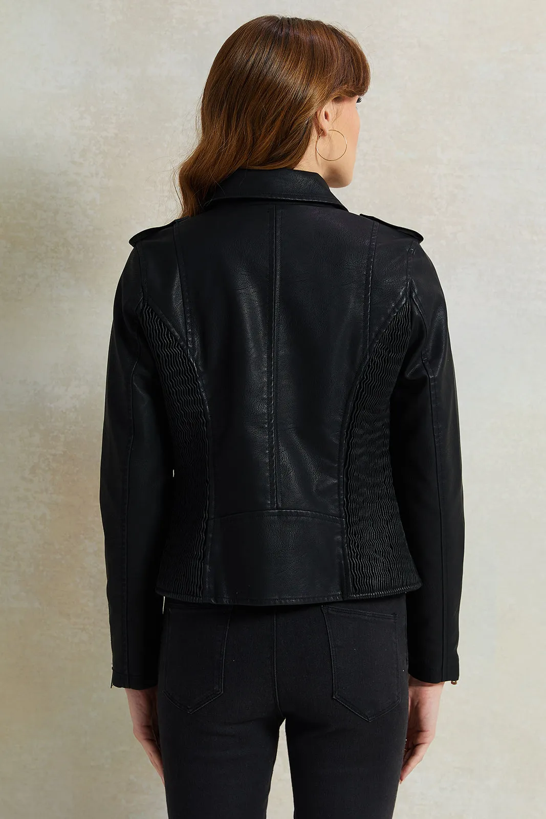 Women Black Jacket With Zipper